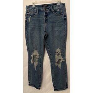 Judy Blue Boyfriend Fit Distressed Medium Wash Jeans Women's Size 13/31 Stretch